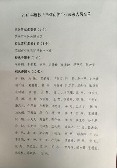 院团委在校团委2016年度“两红两优”表彰中获多项荣誉(图1)