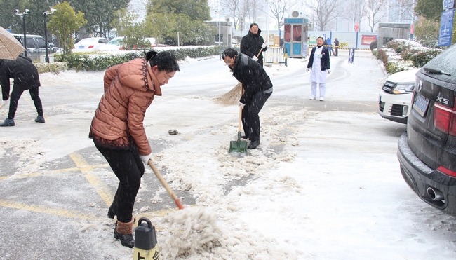 我院组织人员及时扫除积雪 保障患者群众就诊安全(图1)